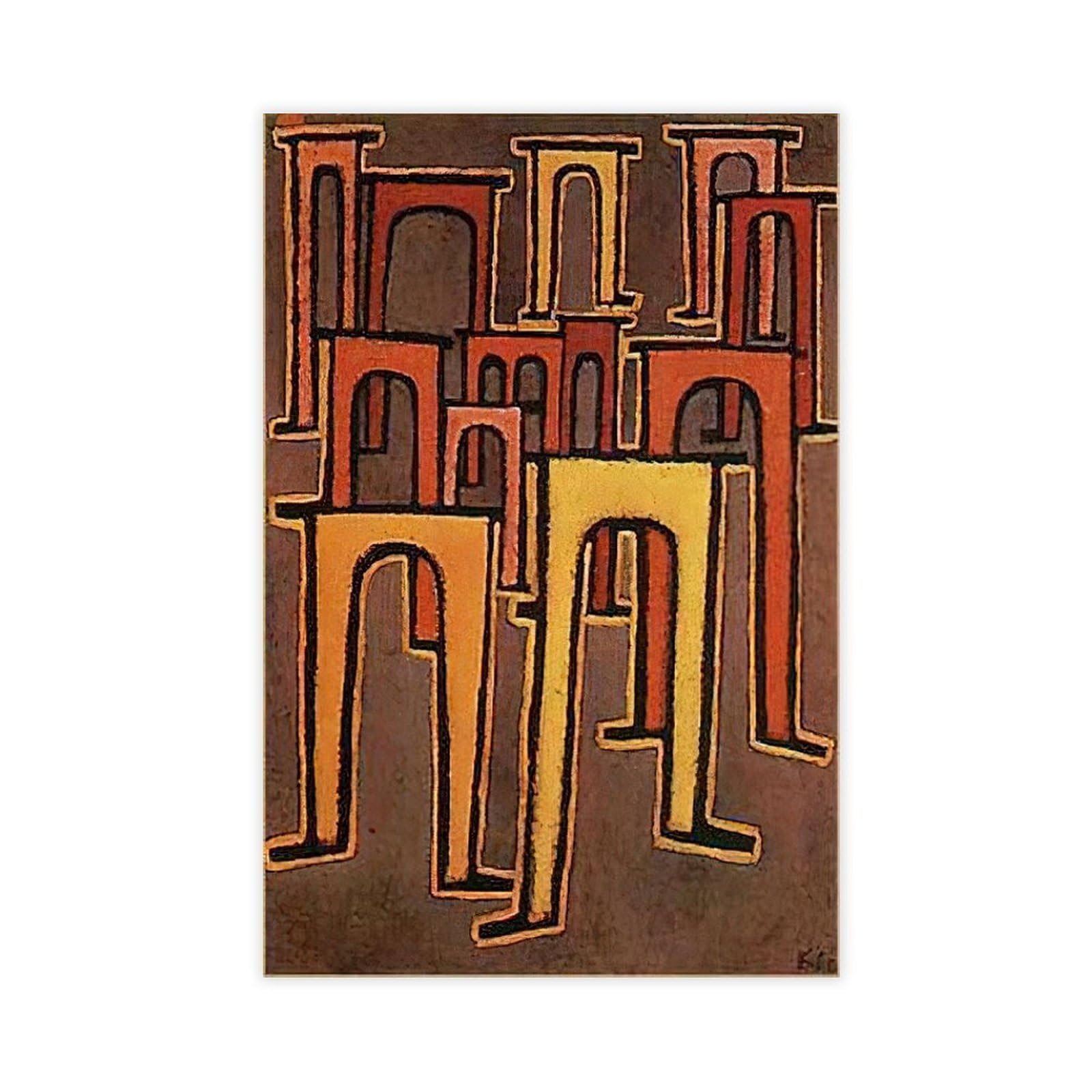 WCYB Paul Klee - Revolution of The Viaduct Posters Prints Canvas Deco Paintings Wall Art Unframe 24" L X 36" W