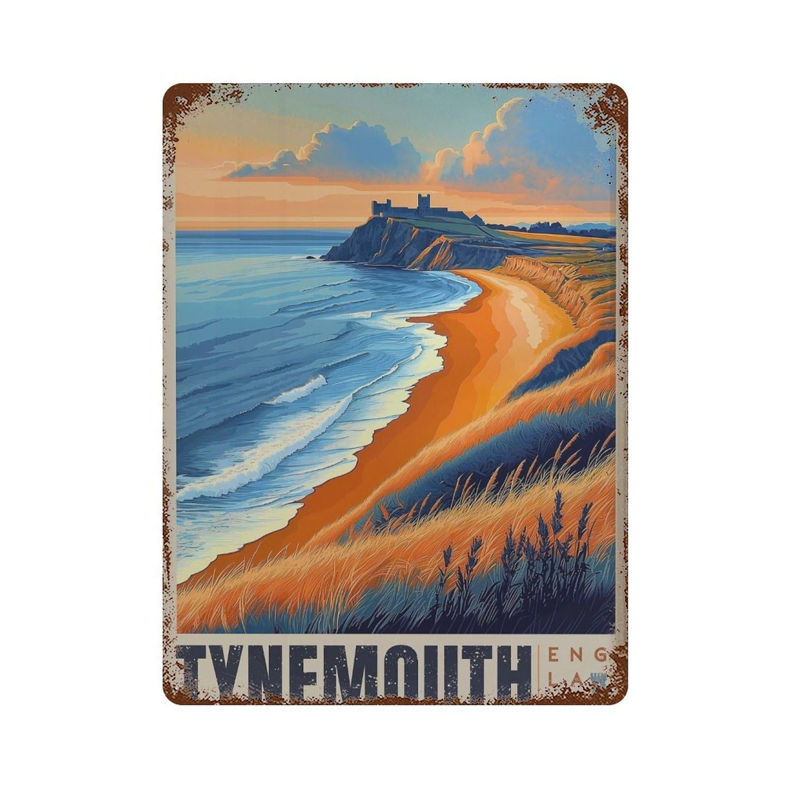 xiaoxiaoshen Tynemouth Travel Coastal England Seaside Wall Decor Art Metal Tin Poster Modern Home Decor Art Home Bar Shop Decorations Vintage Sign 40x30cm