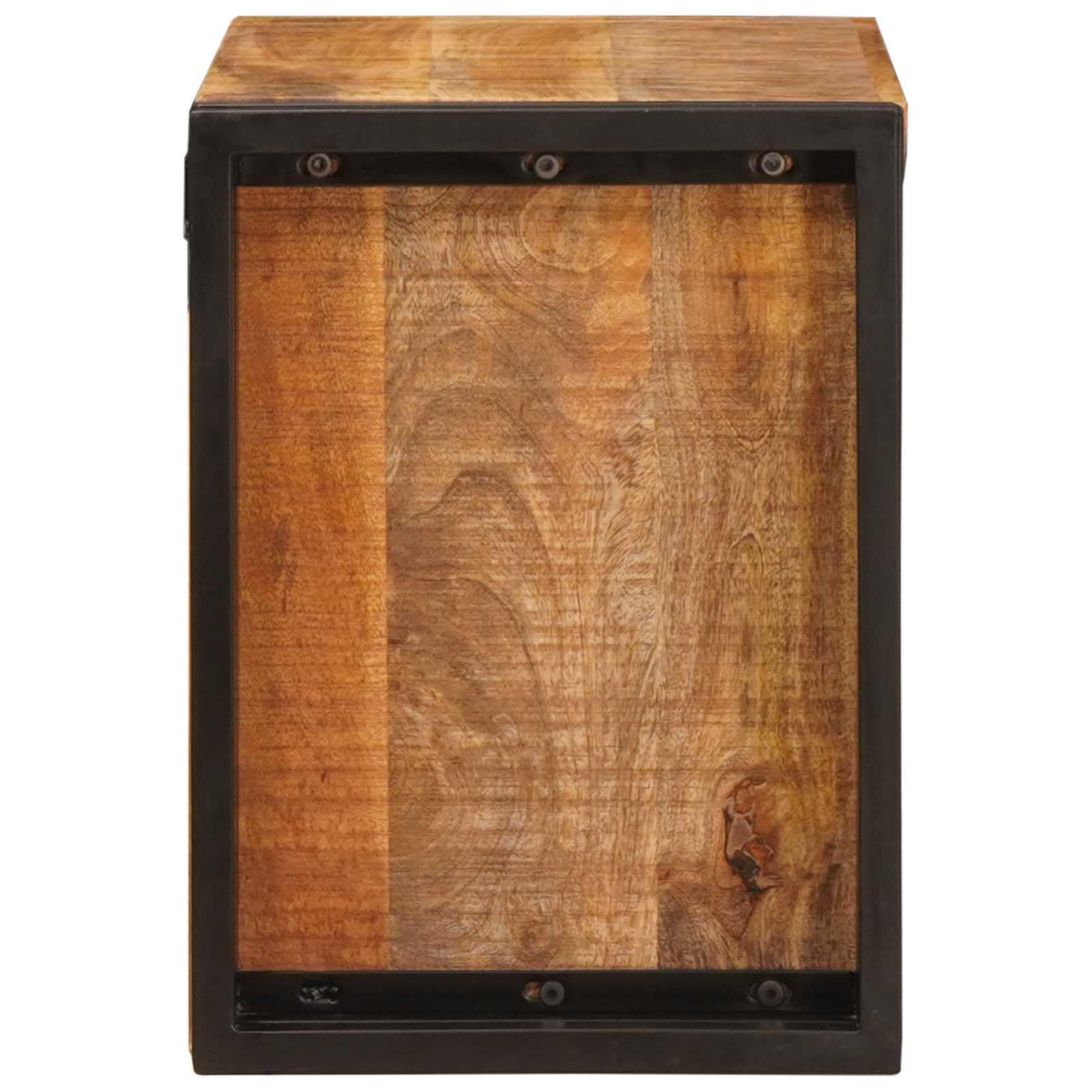 Regał na wino montowany na ścianie z litego drewna mango, do jadalni, 100 x 45 x 33 cm, w kolorze brązowym, z przemysłowym wzornictwem i stabilną żelazną konstrukcją do przechowywania