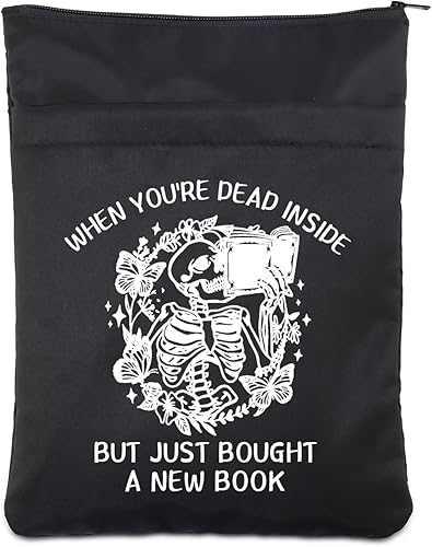 Funda protectora de libro con diseño de calavera, cuando estás muerto por dentro, pero acabas de comprar un libro nuevo para amantes de los libros