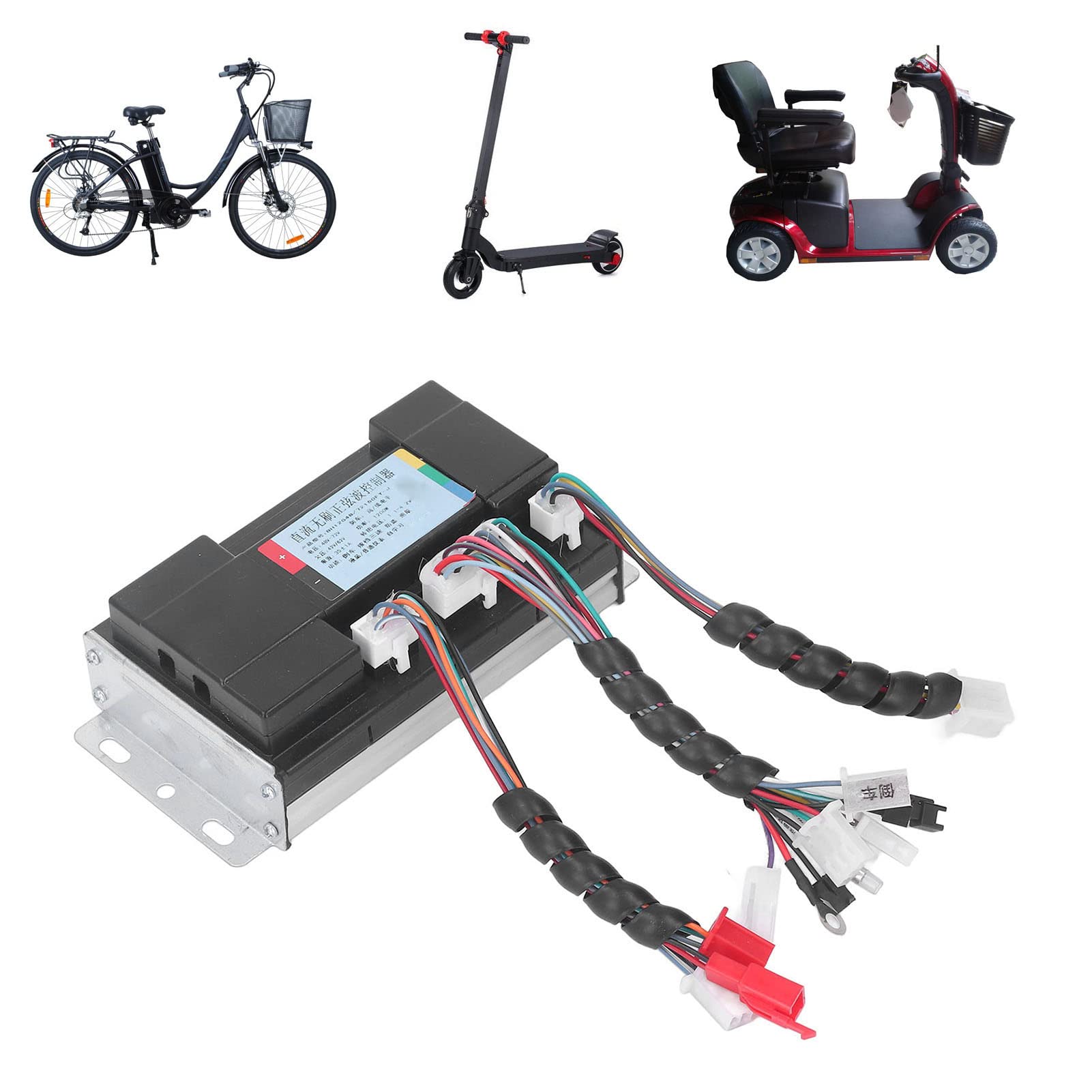 Regolatore senza spazzole, 1200W 48V a 72V sinusoidale regolatore di velocità circuito interno protezione motore senza spazzole per bicicletta elettrica sedia a rotelle