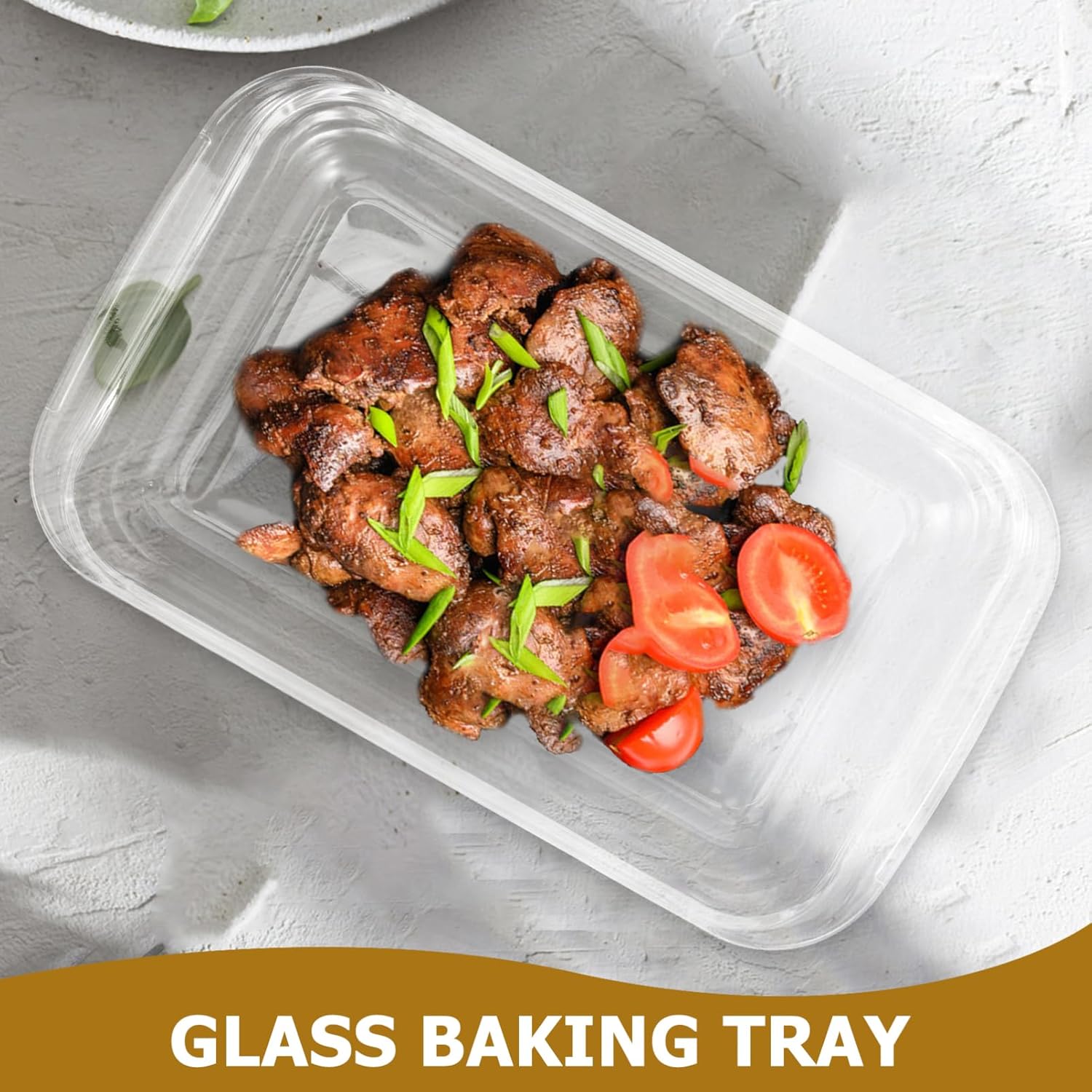 Unomor 2pcs Glass Bbq Grill Pan for Oven Casserole Dishes Baking Pans Roasting Heat Resistant Easy Clean Multi-purpose Bakeware