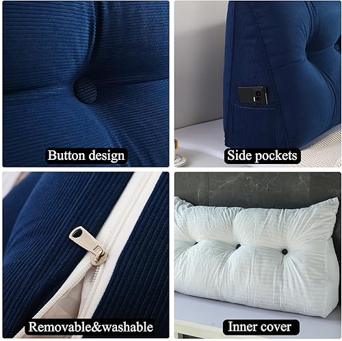 Miniatura 4 de Almohada grande para cabecero de esposo, soporte de espalda, almohada de lectura para sentarse en la cama para adultos, almohada triangular de
