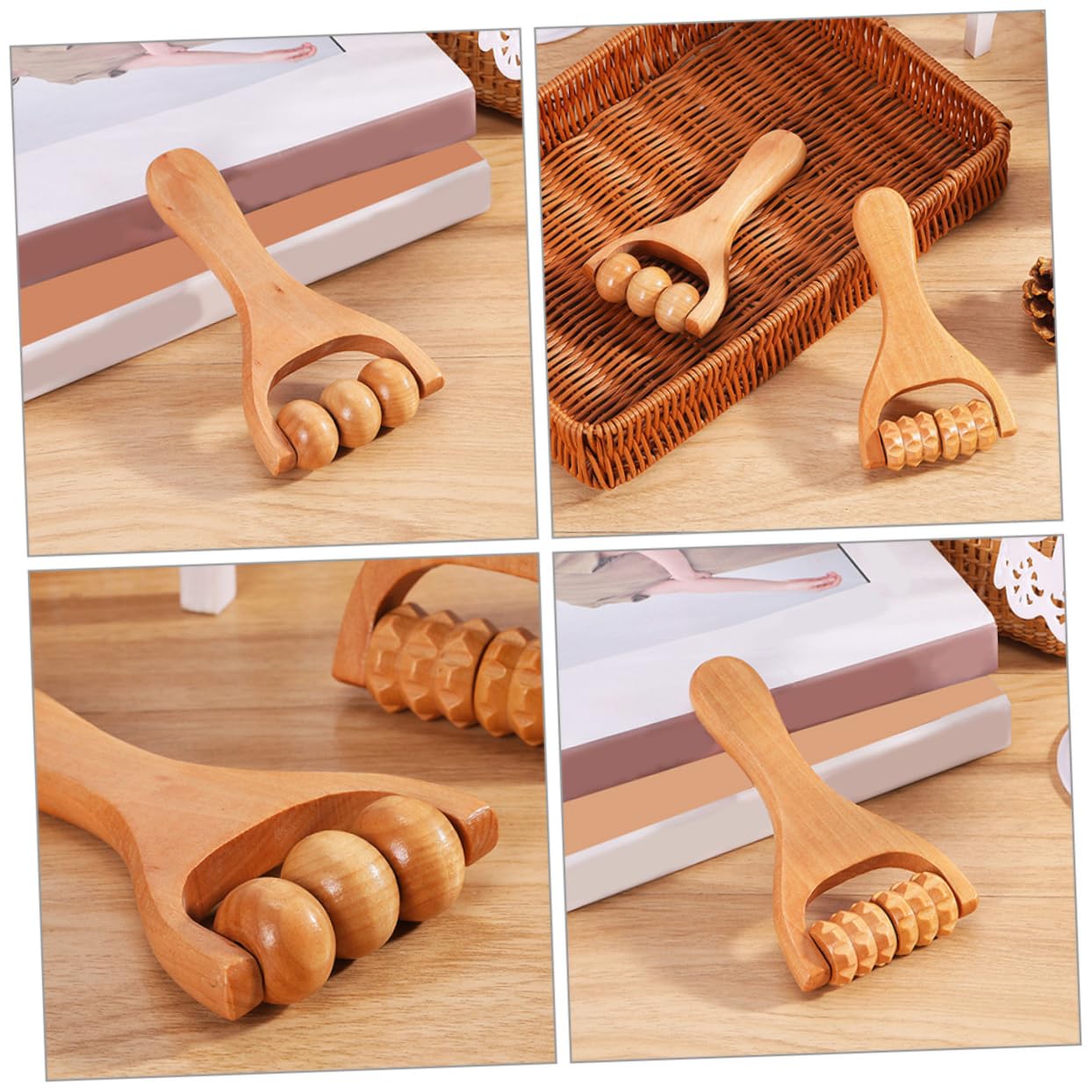 5 Series Rodillo De Masaje De Madera De Aliviar Tensión Muscular Y Circulación Uso Casa Y Yoga 2 Piezas X 5