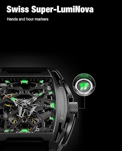 Miniatura 3 de CIGA Design Z Series - Reloj mecánico automático versión portaaviones, puntero de forma de avión, caja de titanio, esqueleto Tonneau, reloj de