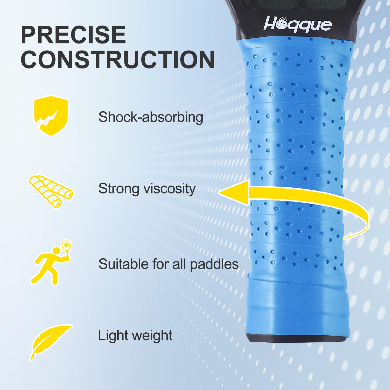 Hoqque 6 Packs Pickleball Paddle Grip Tape Tennis Badminton Racket Overgrip Comfort Dry Feel Racquet Handle Wrap Pickle Ball Equipment Accessories Kit Tennis Lovers Women Men Birthday Blue 2