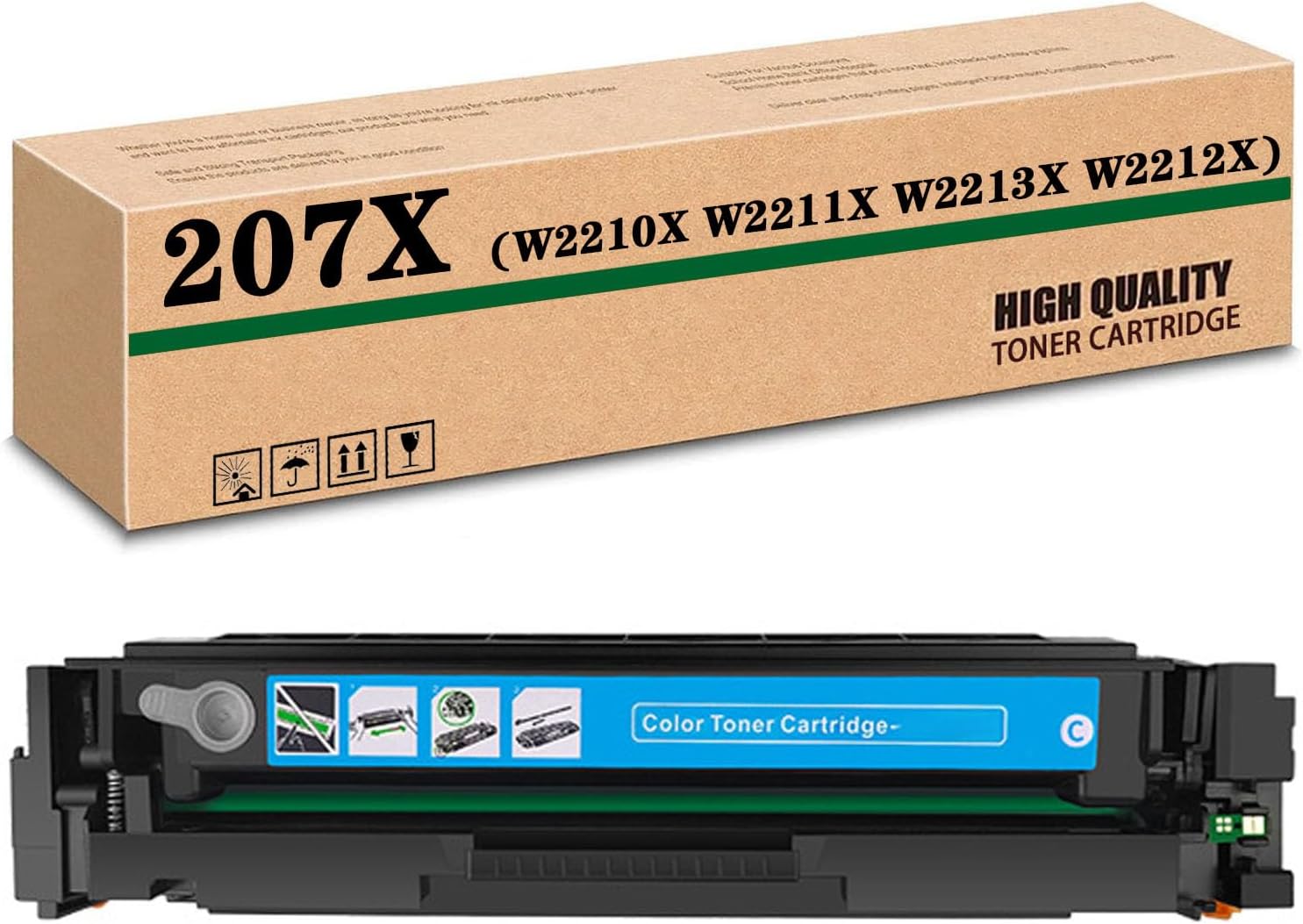 Compatible W2210X W2211X W2213X W2212X 207X High-Capacity Toner Cartridge, Works for HP M255dw M255nw MFPM282nw MFPM283fdn MFPM283fdw Printers Cyan*1