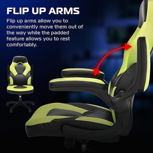 Miniatura 3 de RESPAWN 3085 Silla ergonómica para juegos para adultos, silla de oficina de respaldo alto con reposacabezas y brazos abatibles, asiento de cuero