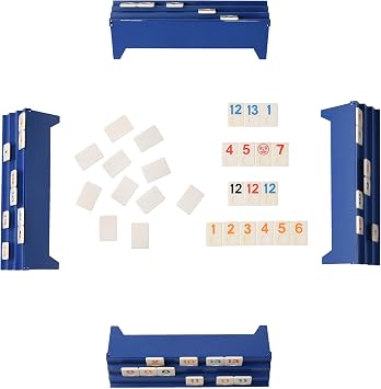 Point Games Classic Rummy Game - Rummy Games with Full-Size Three Tier Exclusive Folding Playing Racks - 2-4 Players - Tile Based Game - Great Gift For Kids And Adults