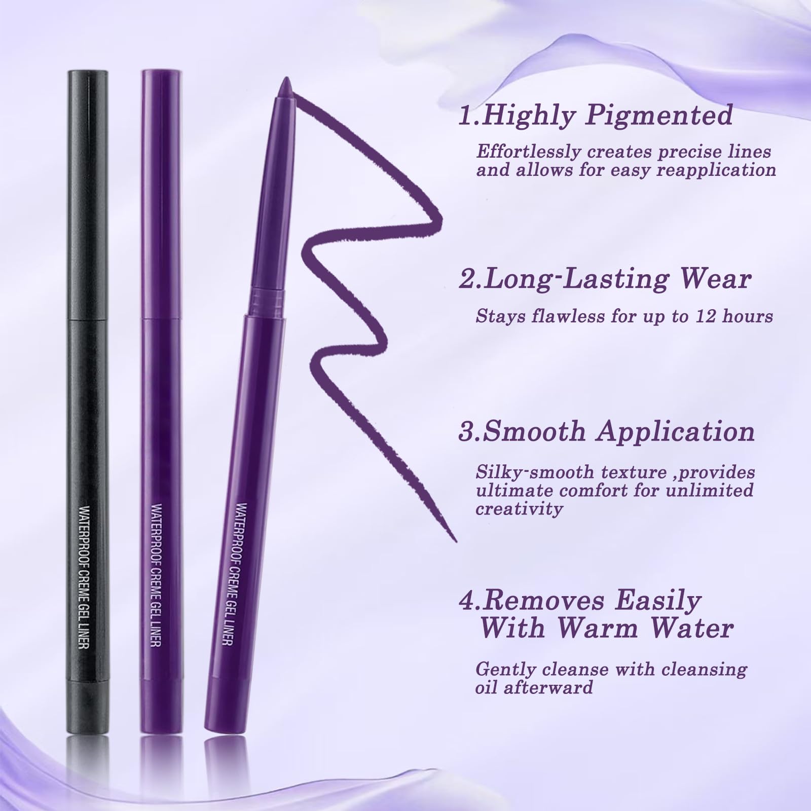 Waterproof Creme Gel Eyeliner in Deep Purple and Black - Image 4