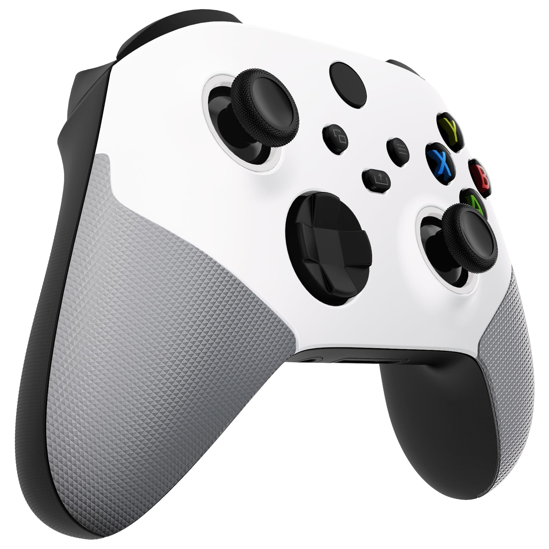 eXtremeRate Cover Grip Gommato per Xbox Series X S Controller,Custodia Scocca Copertura Frontale Shell Ricambio per Xbox Series X S Joystick Model 1914 con Anelli,ASR Versione-Bianco&Grigio