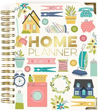 Pukka Pad, Carpe Diem Home Planner Spiral Bound Notebook with 6 Organizational Tabs and 2 Sticker Sheets Features Appointment Calendars, Schedules, Meal & Grocery Plans, and To-Do Lists 8.75 x 8in