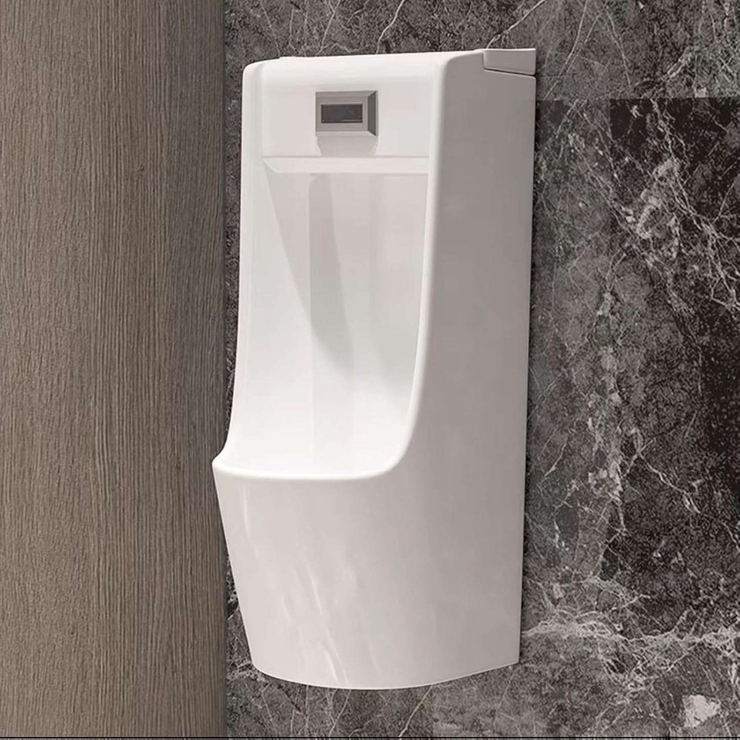 Męski naścienny porcelanowy pisuar z czujnikiem indukcyjnym, konstrukcja odporna na zalanie, idealny do toalet domowych lub komercyjnych, łatwy do czyszczenia, nowoczesne białe wykończenie