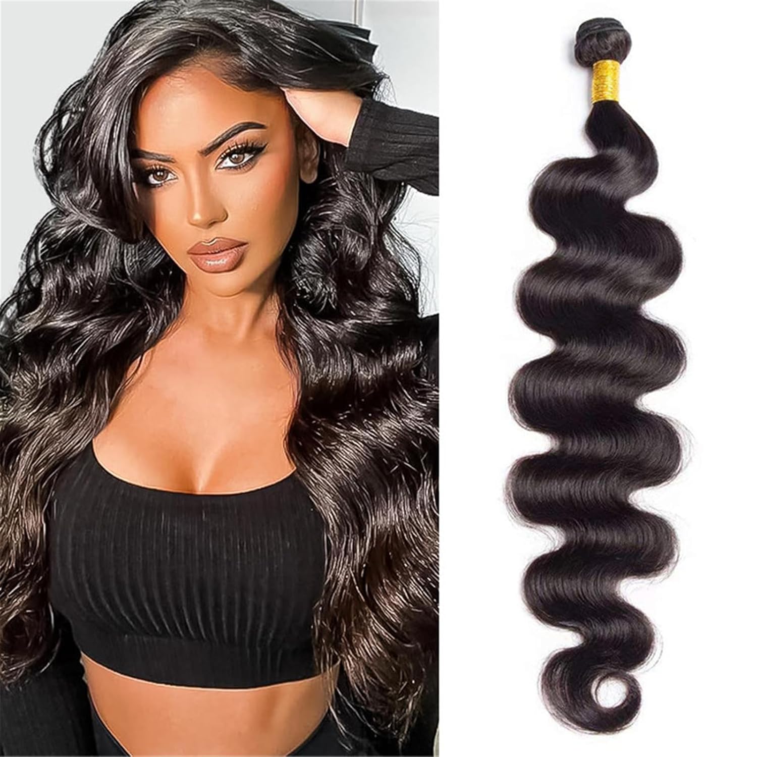 Human Hair Bundles Body Wave 20 Zoll – Echtes Remy Haar, Doppel-Weft, Natürliches Schwarz