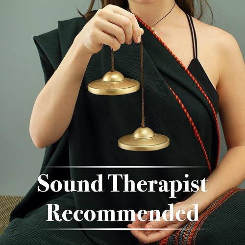 Miniatura 6 de ZenBless Platillos tibetanos Tingsha 2 piezas, con caja de almacenamiento y funda de tela, campanas de campana de latón de meditación para curación