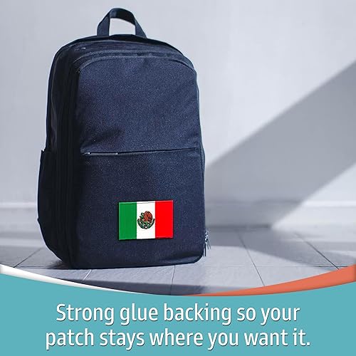 Miniatura 4 de Laughing Lizards Parches de bandera mexicana (paquete de 2), parches de México para mochilas y chaquetas, parche de moral mexicana, parche de