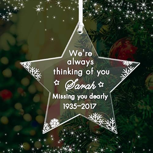 Adornos de Navidad personalizados con memoria, esferas de Navidad en el cielo, decoraciones para árbol de Navidad, recuerdo personalizado, adornos