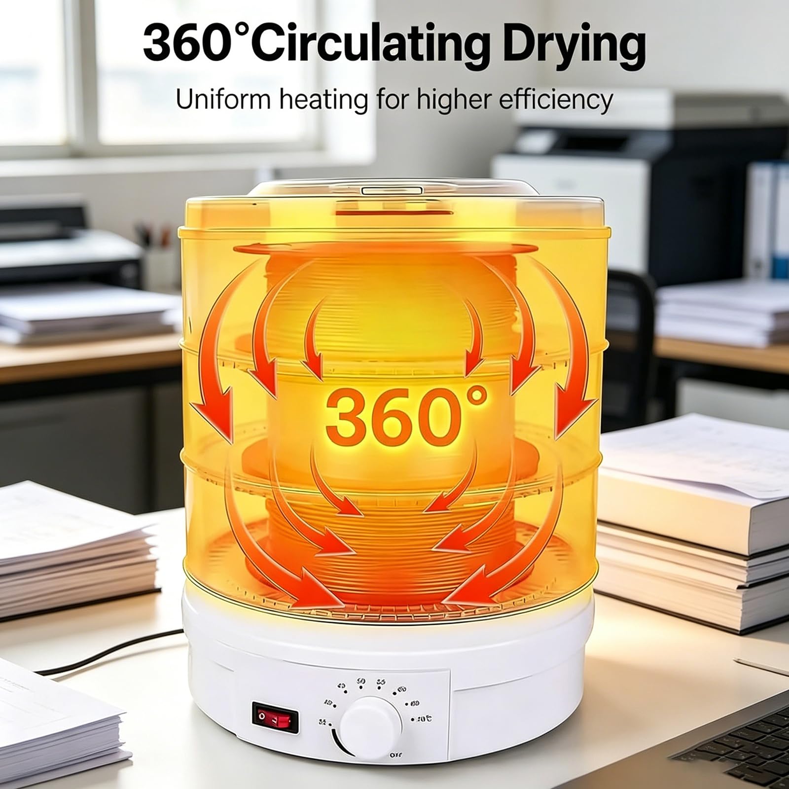 Caja Secadora De Filamento De 3 Capas, Horno De Secado De Filamento para Impresión 3D, Secado por Aire Circulante De 360°, Temperatura Ajustable De 35 A 70 °c, para El Hogar Y El Estudio.