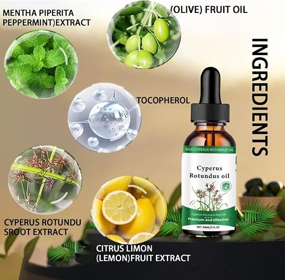 Cyprus Oil for Hair Removal,2PCS Natural Cyperus Rotundus Oil,Body Oils for Hair Removal,Soothing Reduce Hair & Moisturizes,Easy to Removal Body Hair & Hydrating,Cyperus Rotundus (60ML/2PACK)