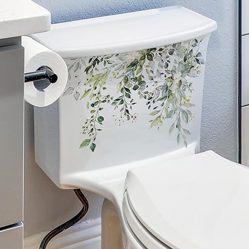Miniatura 4 de HICCVAL Calcomanías autoadhesivas para tapa de asiento de inodoro, hojas verdes, flores, plantas, 235 unidades, calcomanías adhesivas para pared de