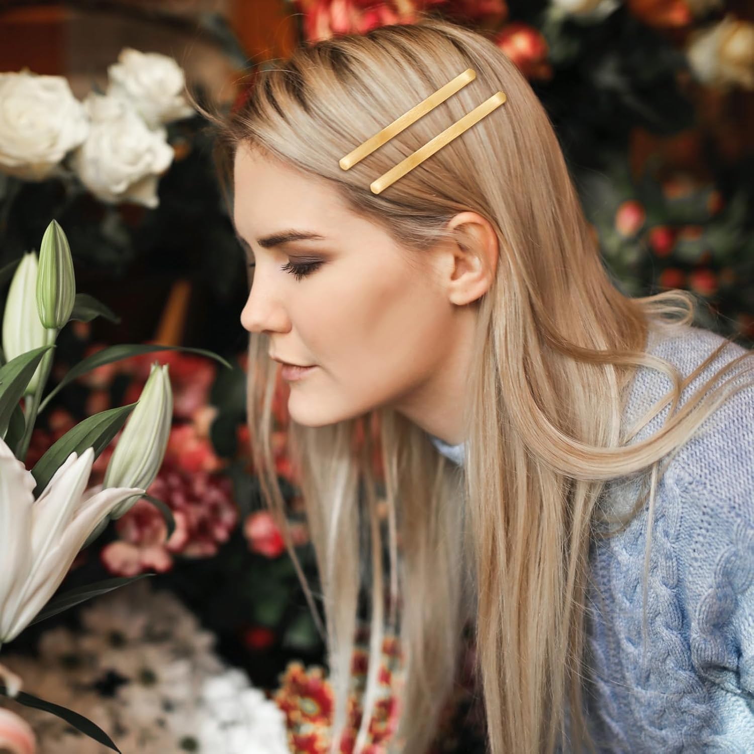 4 Pcs Metal Hair Clips French Hair Barrettes Flat Spring Clamps Strong Hold Vintage Hair Clips Snap Hair Accessories for Women Girls (Gold) - Image 5