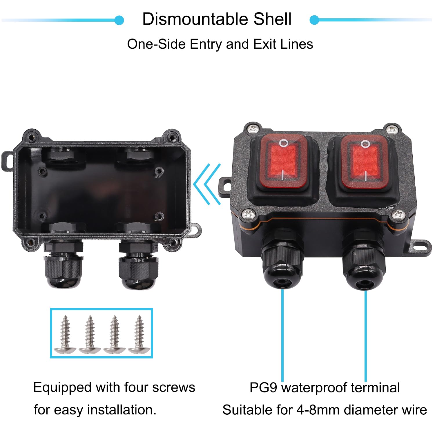 Snapklik.com : Hmknana IP67 Waterproof Inline Cord Switch 16A/250V 20A ...