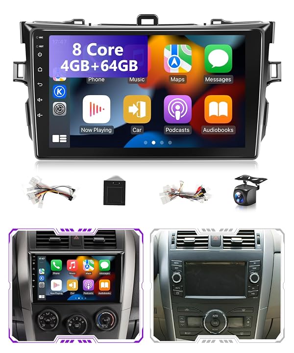 XGU 4G+64G Android Car Stereo for Toyota Corolla 2008 2009 2010 2011 2012 2013 Radio Apple CarPlay Support Wireless Android Auto,9" IPS Touch Sreen for Corolla Bluetooth GPS WiFi,SWC,Backup Camera,MIC by XGU - Used condition - US$149.16