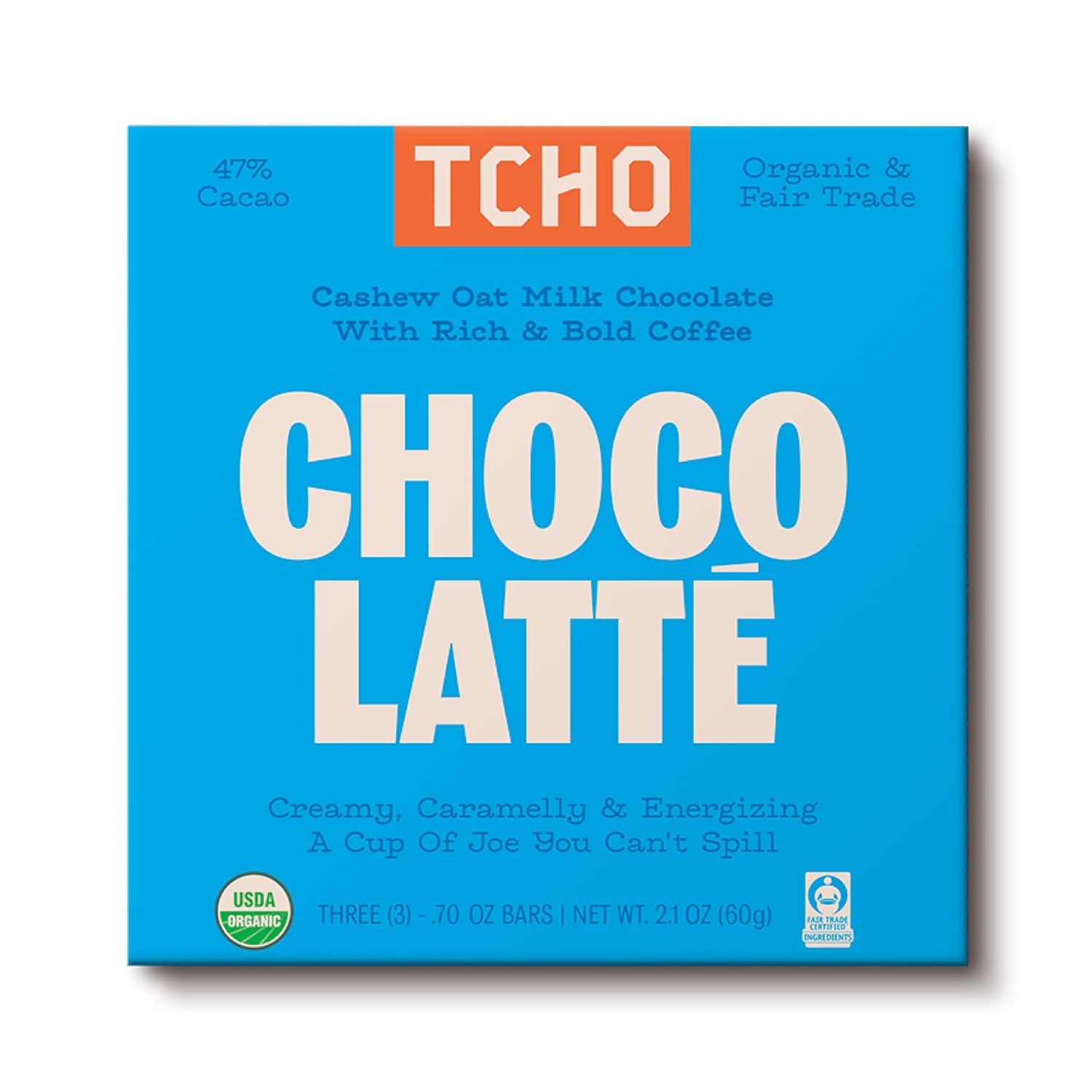 TCHO Choco Latte 47% Oat-Milk Chocolate Bars (10 pack) | Plant Based, Organic & Fair Trade | Non GMO, Non-Dairy, Vegan Chocolate, Soy Free (2.1oz each)