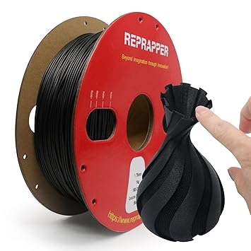 Reprapper Conductive TPU Filament 1.75mm (? 0.03mm) 2.2lb (1kg) for 3D Printer, Electro-Conductive Flexible Filament, Black
