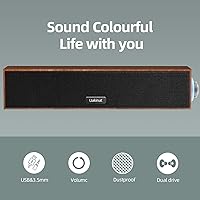 Vista 8 de Computer Speakers,Wooden Multimedia Digital Speaker,USB Powered 3.5mm AUX PC Speakers,Surround Sound Portable Computer Sound Bar Speaker for Desktop