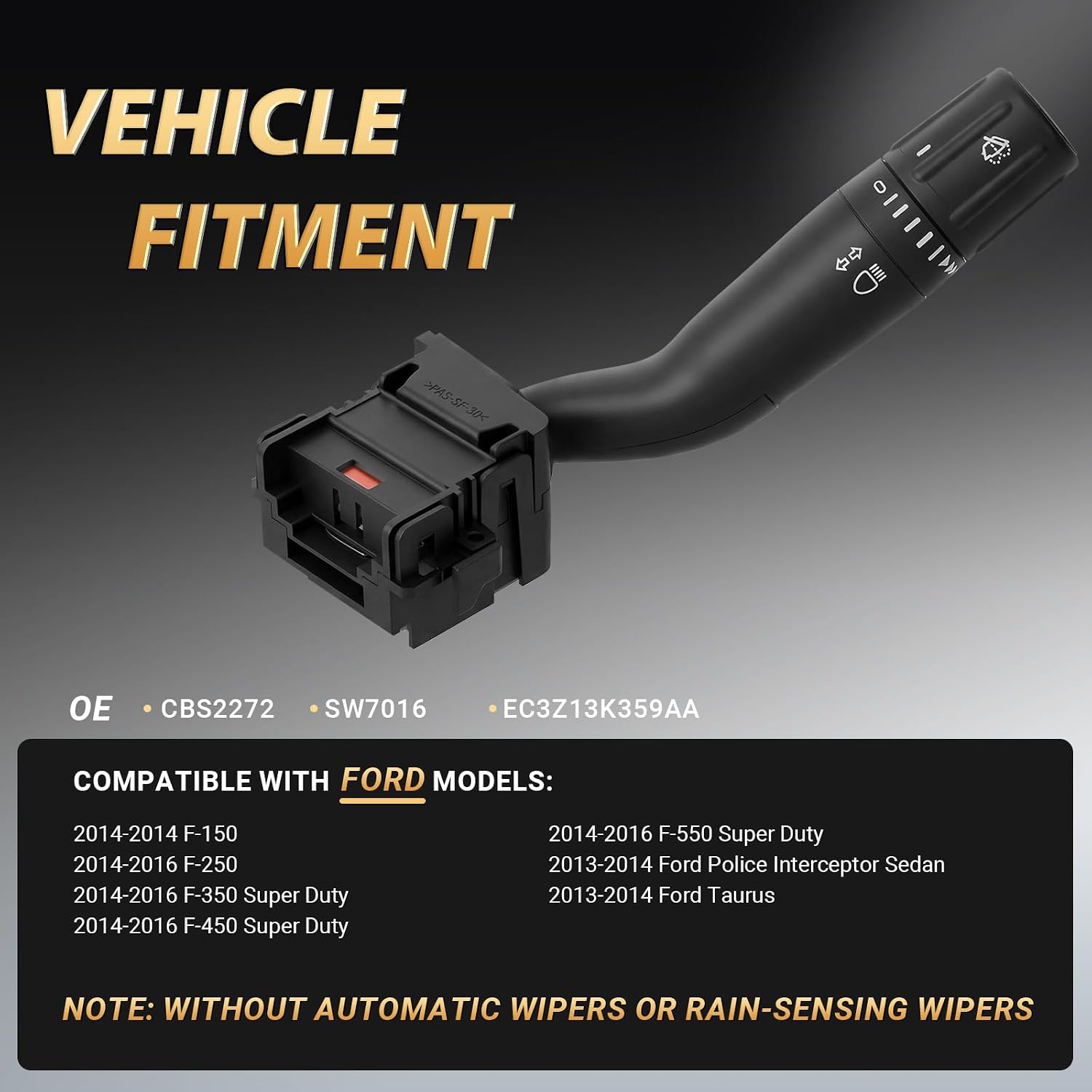 Turn Signal Switch Multifunction Windshield Wiper Control Compatible with 2014 F150, 2014-2016 F250, F350, F450, F550 Super Duty, 2013-2014 Taurus, Replaces# CBS2272
