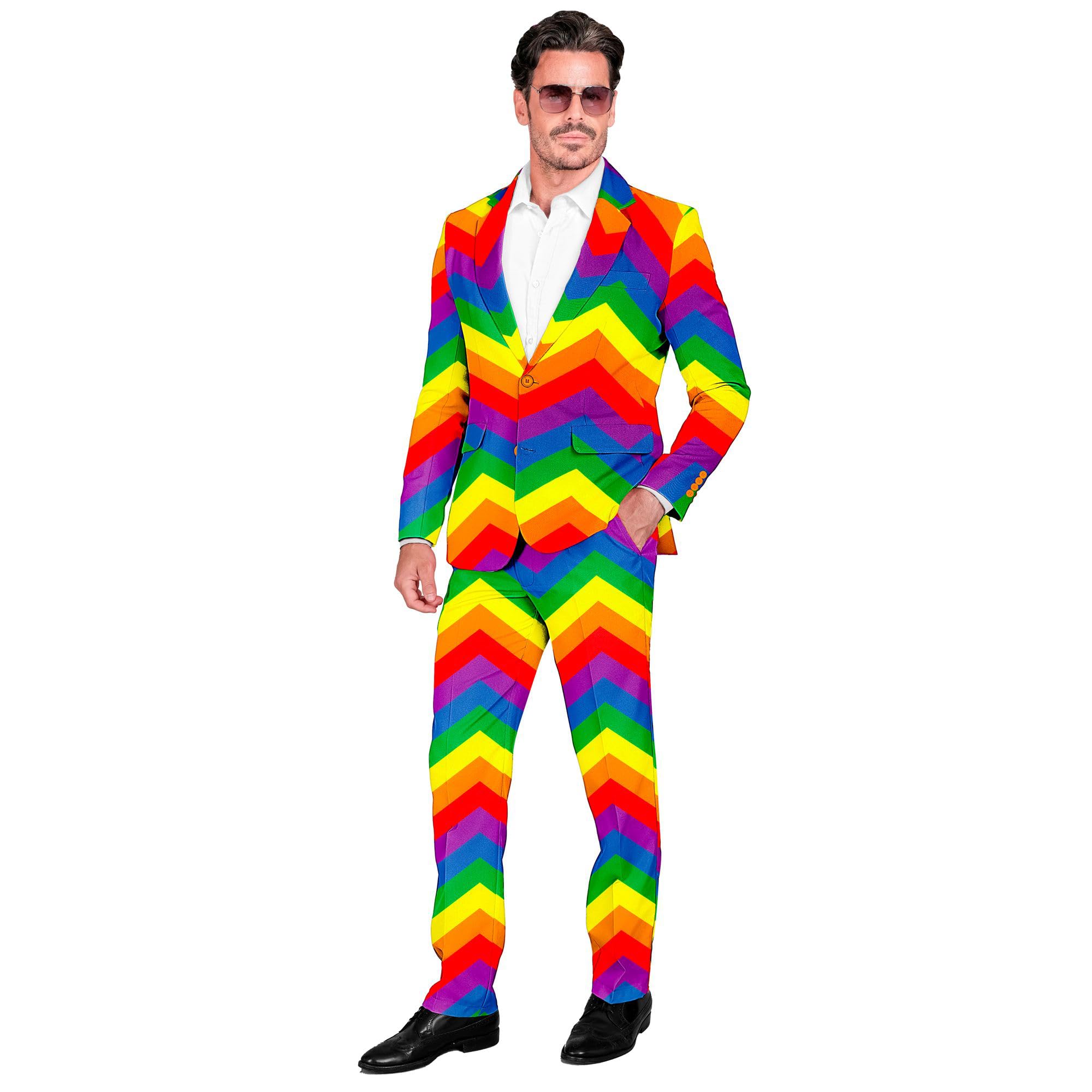 W WIDMANN MILANO Party Fashion - Conjunto traje años 80 hombre | Con chaqueta y pantalones, llamativo estilo retro, disfraz para Carnaval, festivales y fiestas temáticas