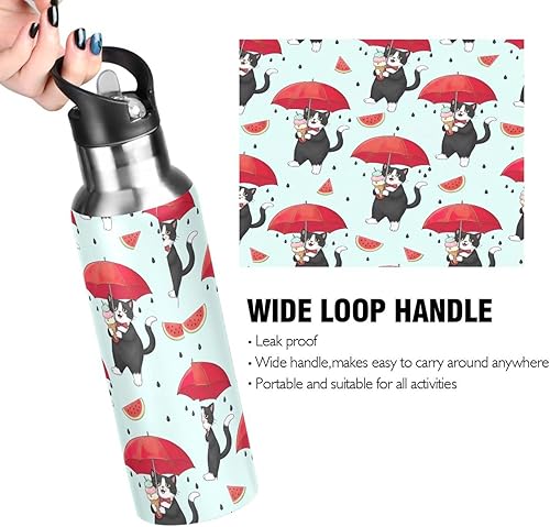 Miniatura 4 de Botella de agua de acero inoxidable aislada al vacío de 20 onzas, botella de agua deportiva sin BPA para gimnasio, viajes al aire libre, escuela,