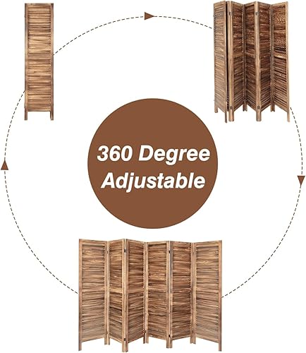 Miniatura 6 de ECOMEX Divisor de habitación, 6 paneles, separadores de habitación y pantallas de privacidad plegables, divisor de madera para separación de
