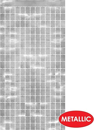 Miniatura 3 de Beistle 2 cortinas cuadradas de plástico metálico con flecos para fotos para fiesta de cumpleaños, recepción de boda, celebración de graduación,