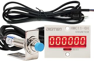DIGITEN 110V-240V 6-Digit 0-999999 LED Display Digital UP Counter+Inductive Proximity Switch NPN Sensor+Holder