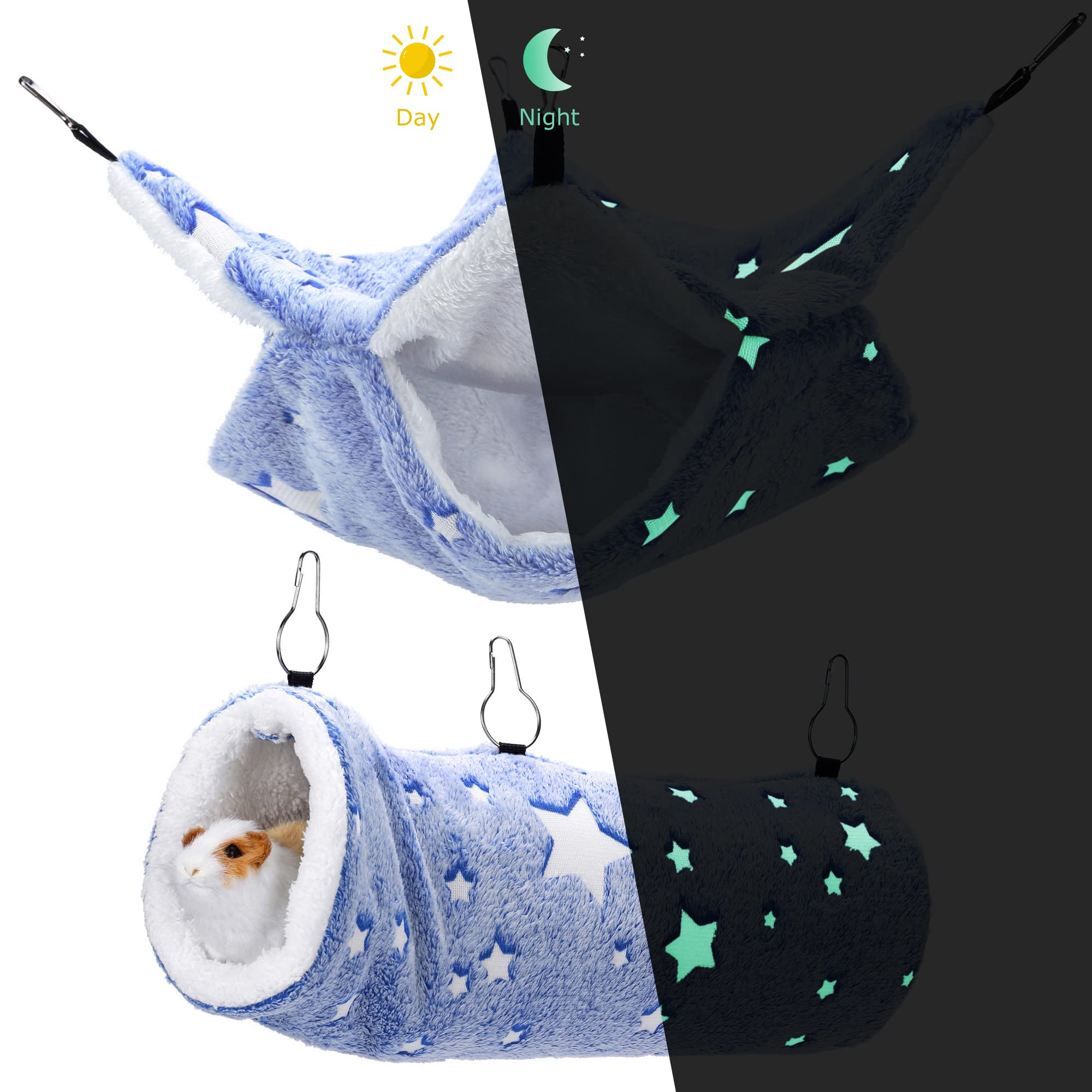 Glow In The Dark Guinea Pig Bed Set - Hammock & Mat For Small Pets
