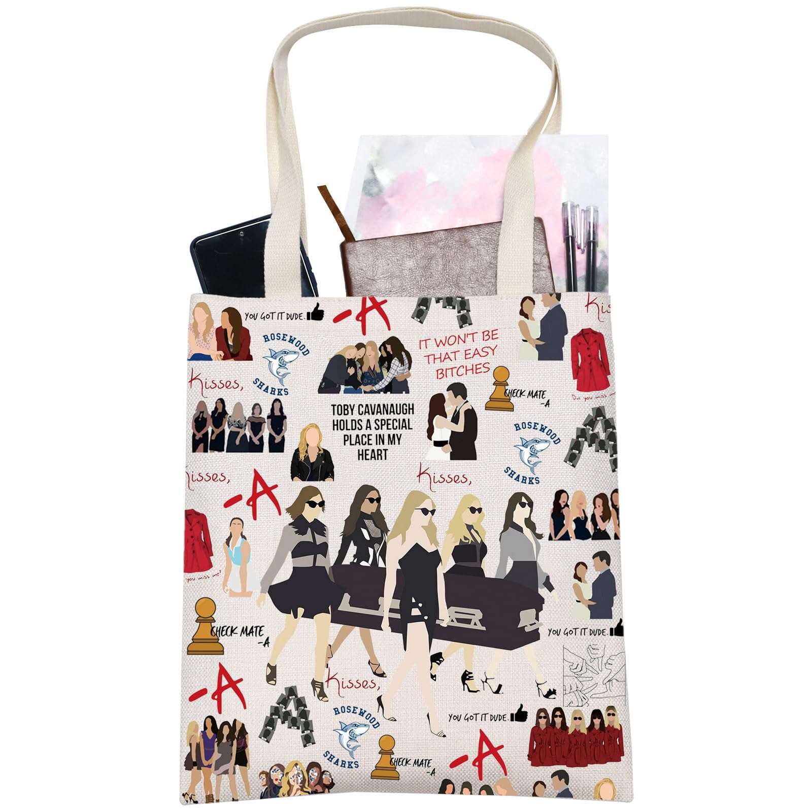 LEVLO Alison Tote Bag Spencer Hannah Aria Emily Fans Gift Alison  Dilaurentis Shoulder Bag Little Liars TV Show Merch, -a Pretty Tote Bag,  Medium