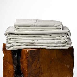 Olive + Crate Eucalyptus Sheets Set – Cooling Sheets for Hot Sleepers – 100% Organic Tencel Lyocell – Split King Size, Hypoallergenic, Moisture-Wicking, Deep Pockets, Durable (2) 38"x80" [Oatmeal]