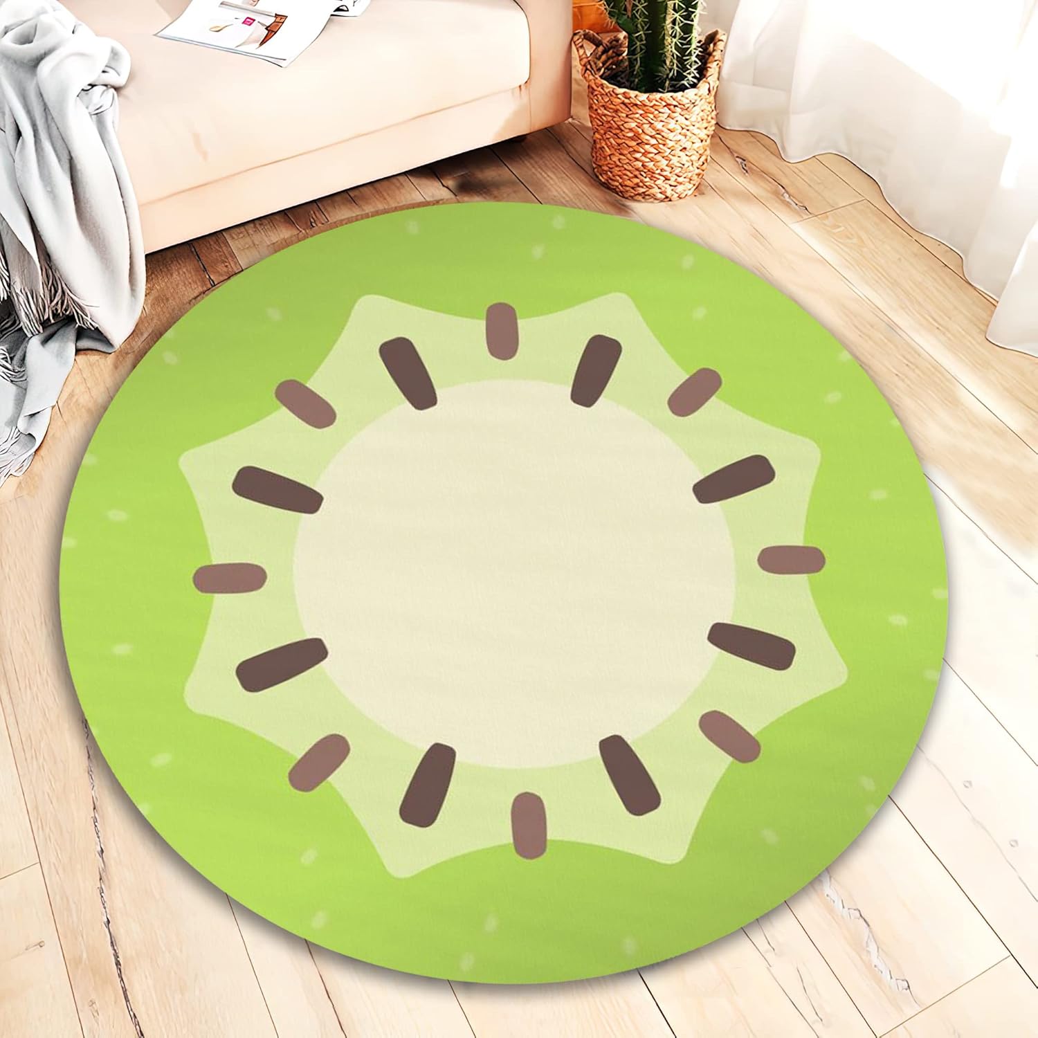Cute Kiwi Fruit Rug Cool and Fresh Home Decor for Kitchen Kids Room Bathroom Bedroom Non Slip Machine