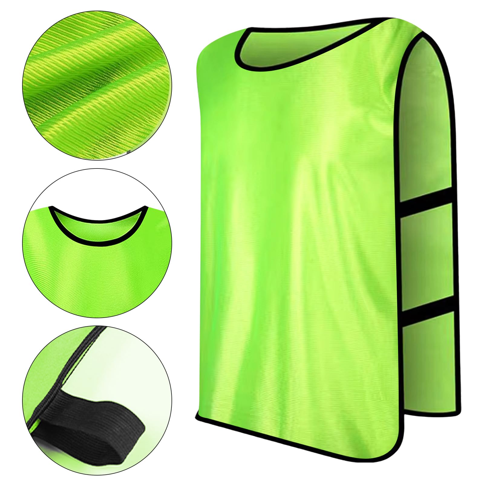 PORFOYO Calcio, 12 Pezzi Casacche, Pettorina, Riutilizzabile, Bavaglini, Gilet Da Allenamento, Formazione (Verde, Allenamento)