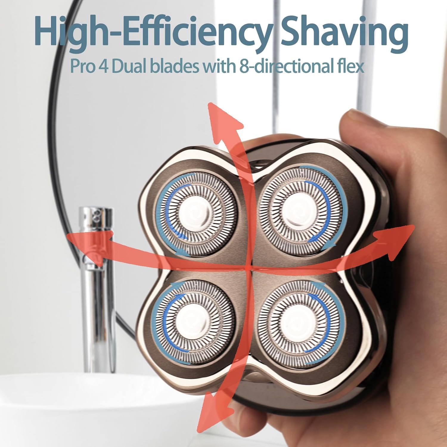 Testa di Ricambio Rotante a 4 Teste per Rasoi Elettrici – Compatibile con Pitbull Skull Shaver, Butterfly Kiss Pro e altri – Teste da Rasatura per Viso e Corpo per Uomini e Donne (Confezione da 3).