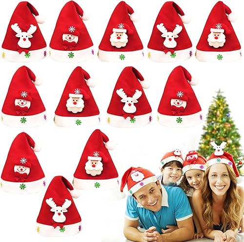 ZXZH Gorros de Navidad divertidos con Papá Noel, muñecos de nieve, renos para mujeres adultas Gorros de Navidad - A granel