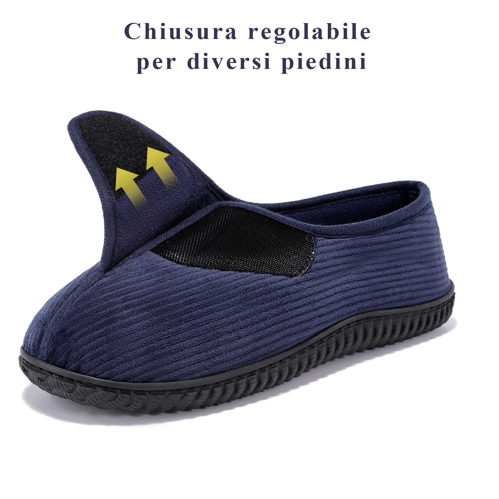 Git-up Pantofole da casa per Uomo Confortevole e Antiscivolo Calde Ciabatte con Soletta Memory Foam Pantofole Regolabili diabetiche per Edema Piedi