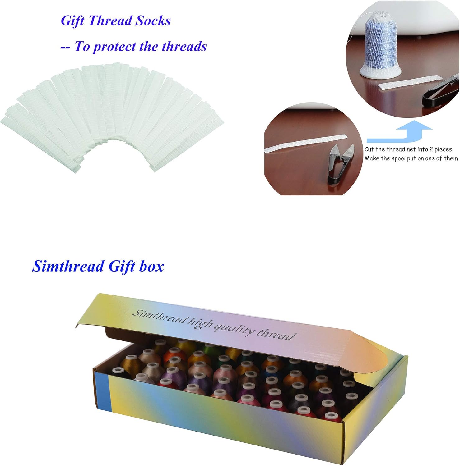 Simthread 60WT Sewing Embroidery Machine Thread Kit - 40 Colors 1100 Yards Spool for Brother Janome etc Sewing Embroidery Machines…