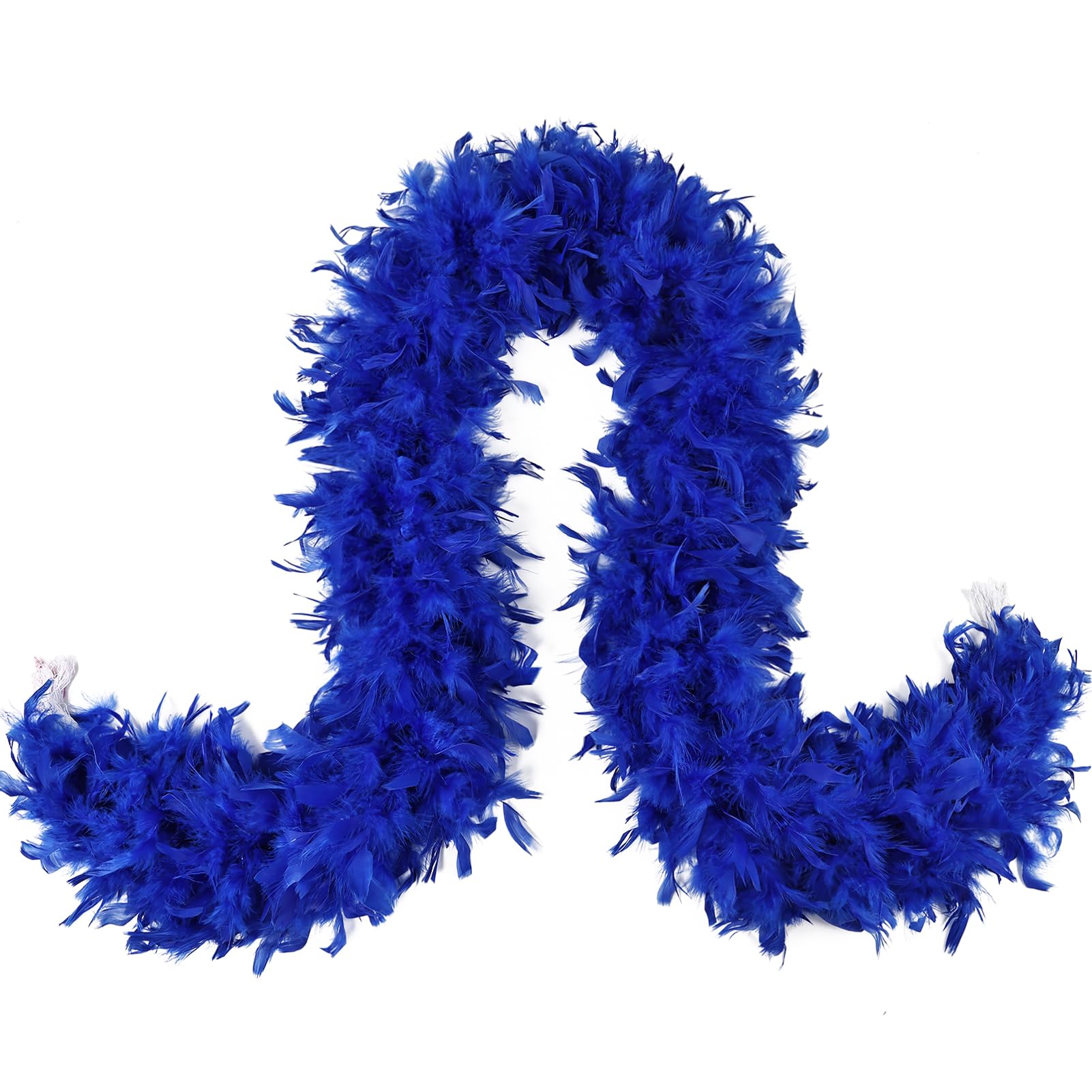 MAOFENG Chandelle Turkey Feather Boa 2 Yards 80g for Halloween Dancing Wedding Party DIY Craft Costume Decoration Feather Boa,Royal Blue — image 1