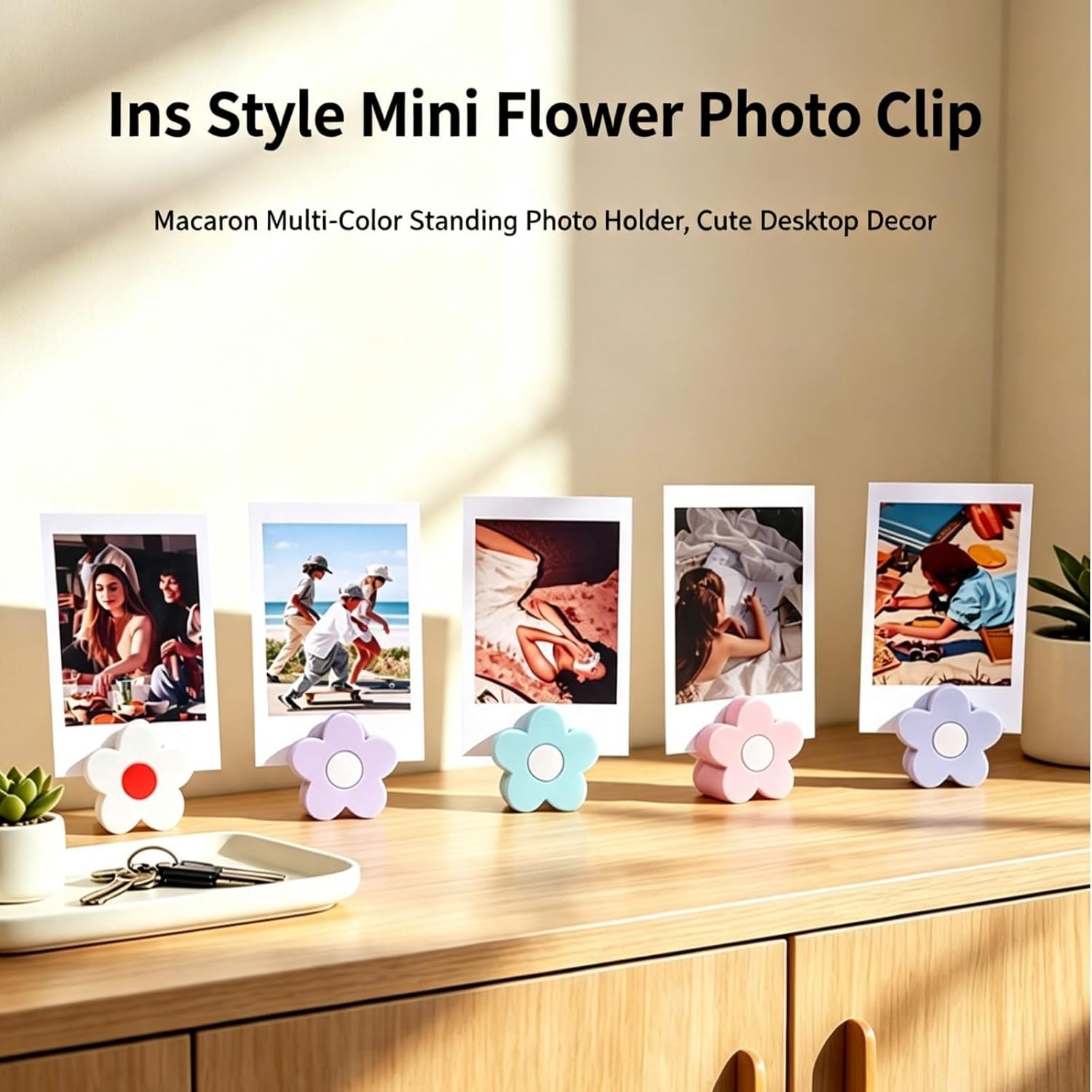 Accessories Kit Compatible with Fujifilm Mini 13, Large Capacity Photo Album & Flower Photo Clips for Instant Camera Prints，Blue image 4