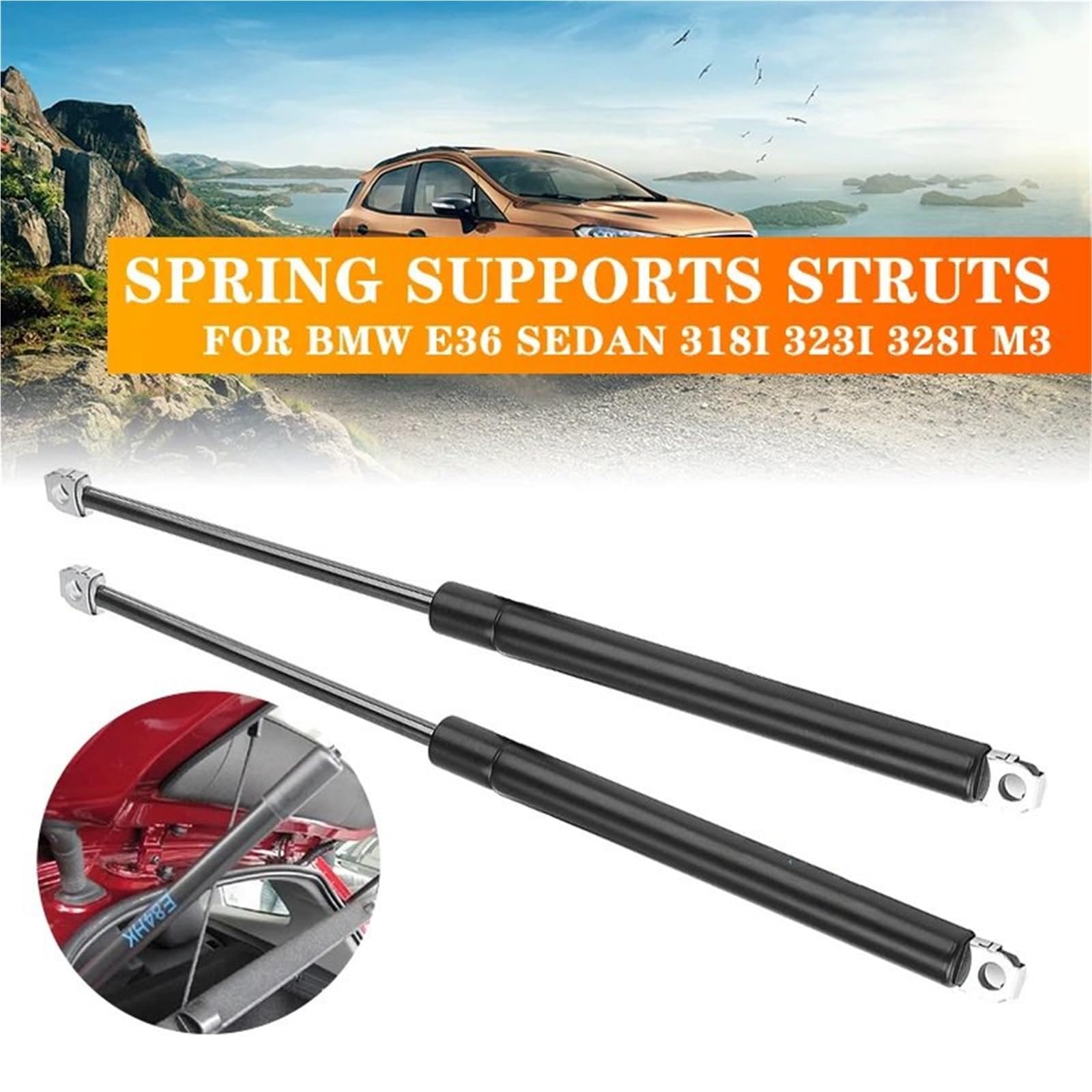 Boot Struts 2 Szt. Pneumatycznych Podpór Sprężyny Przedniej Maski Samochodu, Amortyzatory pasuje do Bmw E36 Sedan 318i 323i 328i M3