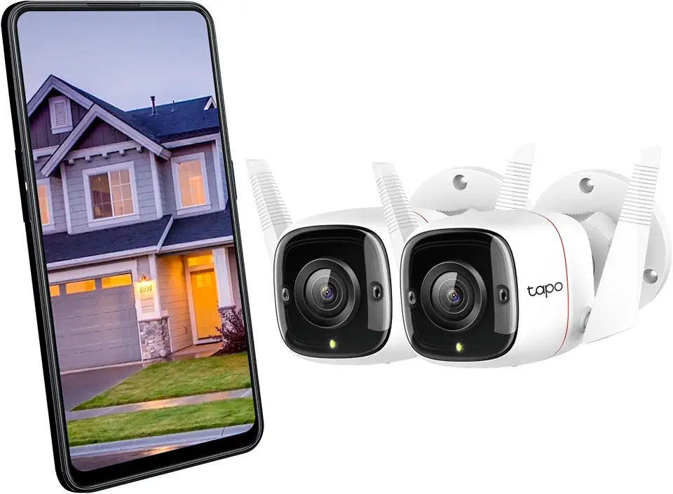 Tp-Link Tapo TP-Link AI Outdoor Security Camera, Wired & Wireless, 3MP, IP66, Night Vision, Two-Way Audio, Free Smart AI Motion & Person Detection, Voice & APP Control, No hub Required, 2-Pack (Tapo C310P2)