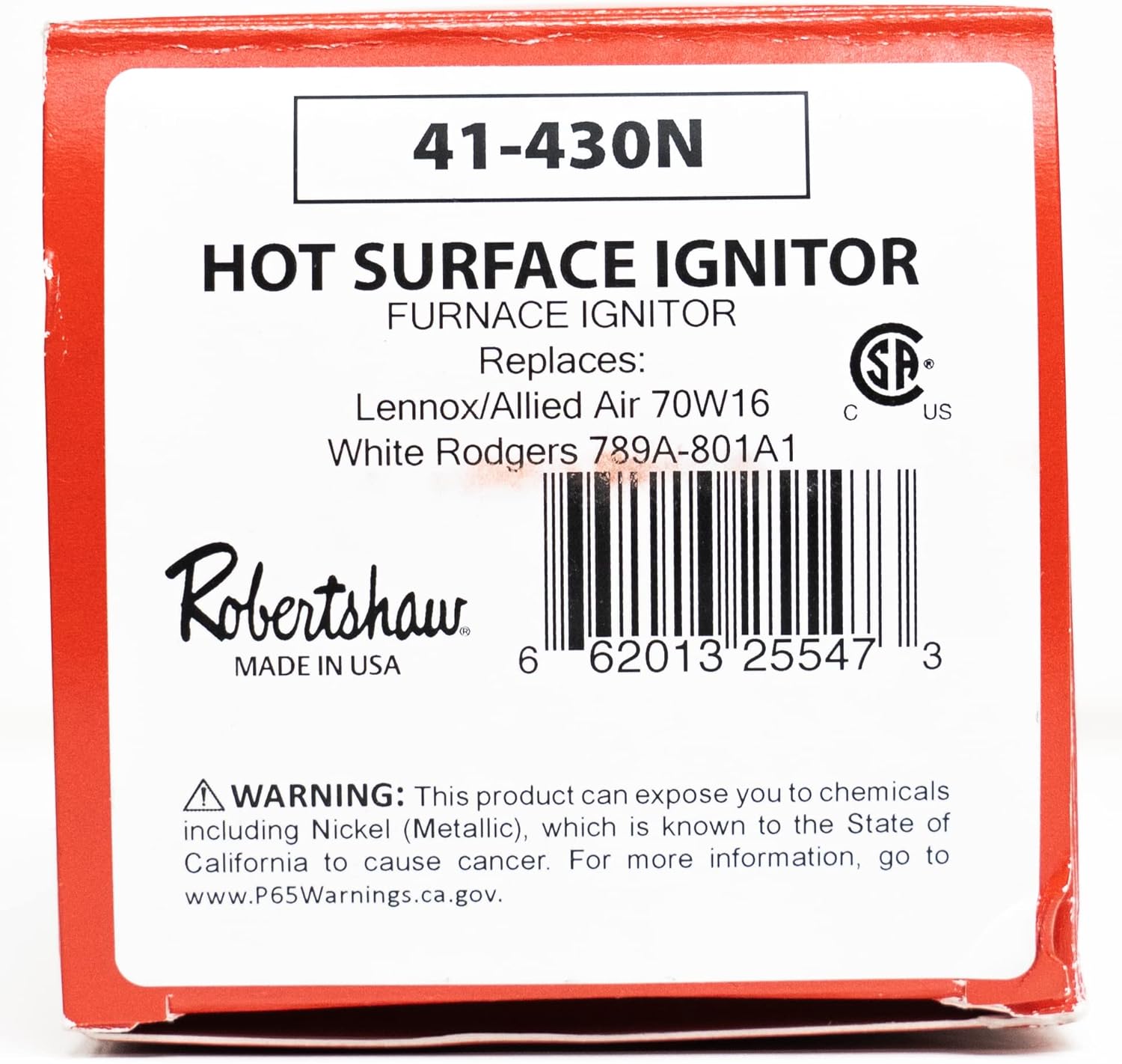 Robertshaw 41-430N Direct Replacement Furnace Igniter for Lennox 70W16 Silicone Nitride